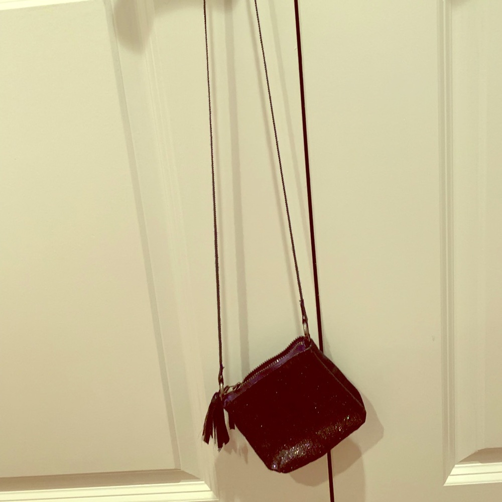 Crossbody navy blue glitter bag